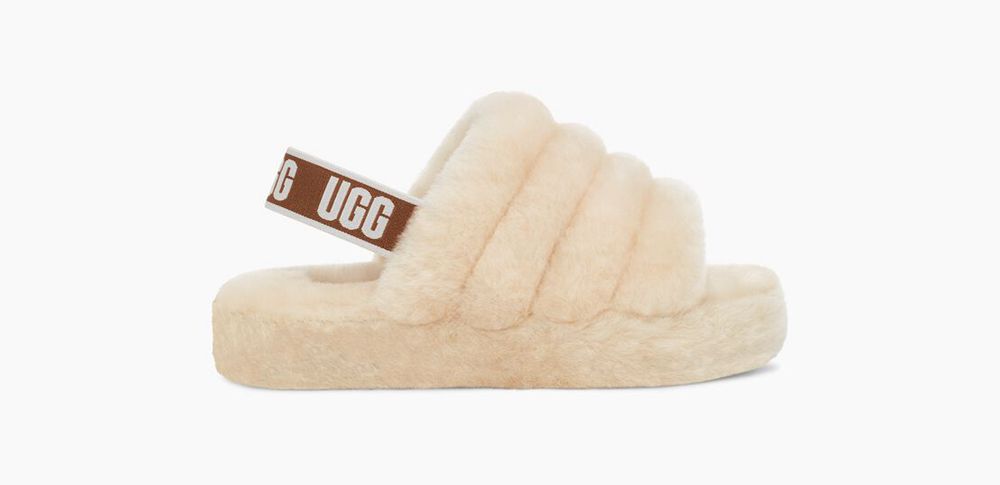 Ugg Fluff Yeah - Kids Slides - Beige - NZ (7541RTLHK)